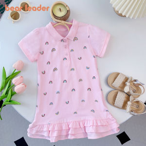 Bear Leader Trang Phục Đầm Cầu Vồng Mới Cho Trẻ Em Quần Áo Trẻ Em Đầm Công Chúa Dễ Thương Cho Bé Gái Quần Áo Thường Ngày Nhún Bèo Cho Bé Gái Tập Đi