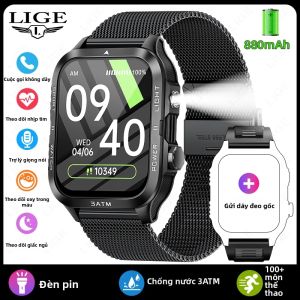 LIGE | Đồng Hồ Thông Minh Nam LIGE Màn Hình HD 1.96 Inch Hỗ Trợ Gọi Bluetooth Ngoài Trời Thể Thao Pin 880mAh Đèn LED Chống Nước 3ATM