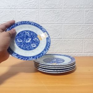 SET FOR 6 PIECES ORIENTAL BLUES CERAMIC SAUCER / SOY DISH / CAKE PLATE / SIZE 6 INCHES