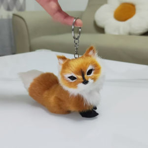 Creative Photography Small Fox Model Realistic Decoration Pendant Modern Simplicity Animal Shape Brown Plush Material Home Decor