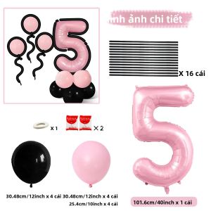 Bóng Bay Kỹ Thuật Số Màu Hồng Nhạt 40 Inch Số 1-9 Với Viền Dài Kiểu Hoạt Hình Màu Đen Dùng Trang Trí Sinh Nhật Và Lễ Tốt Nghiệp