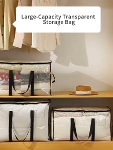 Durable Large capacity Clothes Storage Bag with Zipper and Handle Waterproof Designs Organizer Bag For Dorm Household Transfer Travel