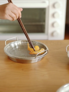 Set khay kèm vỉ lưới inox đa năng chịu nhiệt tốt - ráo dầu nhanh chóng khay đựng thức ăn chiên rán trà bánh hoa quả tiện dụng G550-KhayviRD