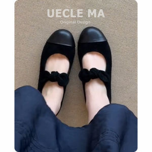 MASHUJIA | Bow Mary Jane Leather Flat Shoes