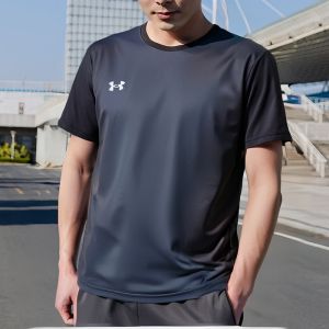 UA Mens Quick Dry T-Shirt Short Sleeve Training Fitness Sportwear Half Sleeve Quick Dry Shirt Breathable Comfortable Polyester