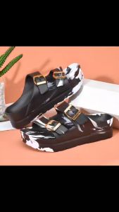 LANGBOONE Korea Style Thick Bottom Plain Brown Two Slides Fashion Strap Slipper for Women Flip Flops Sandal