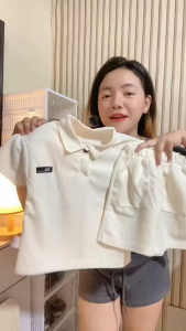 Kids Boy Ootd Baby Boy Outfit Polo Shirt And Short 1 Set Terno White T shirt Beige T Shirt