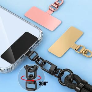 Universal Stainless Mobile Phone Lanyard Patch Gasket 360 Degree Rotatable Detachable Anti-lost Metal Tether Safety Connect Card
