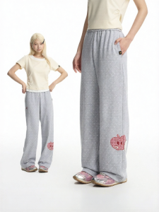 dangerouspeople | Polka Dot Vintage School Style Embroidery Long Casual Pants