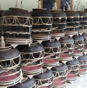 sangkar burung perkutut terbuat dari rotan penjalin.