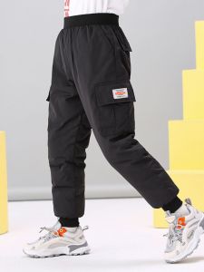 Thickened down Trousers for Girls Winter Outdoor Wear Windproof Warm Childrens Pants Boy Girl Can Be Worn Trousers for Kids