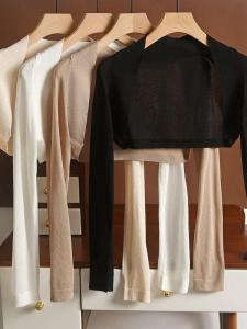 Áo Len Cardigan Dệt Kim Ngắn Mùa Hè Che Vai Tay Áo Khoác Ngoài Thoáng Khí Chống Gió Phòng Máy Lạnh Áo Choàng Đa Năng Cho Thanh Thiếu Niên