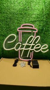 ป้ายไฟ LED นีออนสีชมพู Coffee สำหรับตกแต่งร้านกาแฟ แบบเสียบปลั๊กไฟ คุณภาพสูง