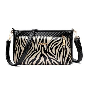 Fashionable Soft Leather Crossbody Bag for Women Single Shoulder Handbag Medium Square Bag Printed Elements Casual Style