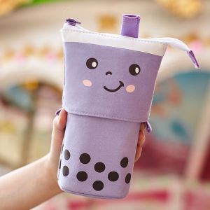 Angoo Large Capacity Pencil Case Cute Tea Milk Beverage Design for Girls Primary And Middle School Students Stationery Bag