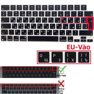 Phiên Bản Ukraina Silicone Bảo Vệ Bàn Phím Dành Cho MacBook Air 13.6/15.3 M4 M3/M2 Pro 14/16 EU Phiên Bản Chống Thấm Nước Chống Bụi Da