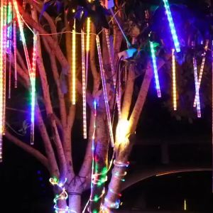 50cm outdoor meteor rain light 220V plug -in meteor tube 8 tube fairy light waterproof Christmas light Meteor Shower Rain Light LED string  light Christmas curtain  lights xmas home indoor and outdoor decoration Ramadan roof courtyard wedding，