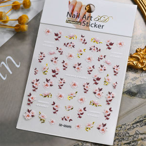 1/2Pcs 5D Embossed Peony Nail Stickers Pink Blooming Rose Self Adhesive Nails Decals Elegant Floral Manicure Decoration Sliders