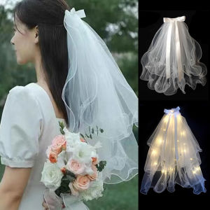 White Tulle Bow Veil Hairpin Pearls Wedding Bridal Veil Hair Clip Gifts Women Hair Accessories