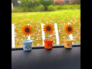 10 Pcs Mini Paste Shaking Head Sunflower for Car Interior Home Office Desk Decoration