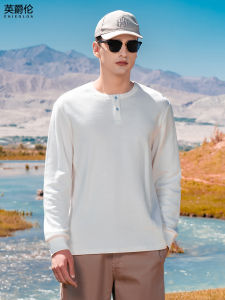 Áo Thun Dài Tay Cotton Nguyên Chất Enjeolon 330g Dành Cho Nam Áo Sơ Mi Cổ Henry Ấm Áp Thời Trang Mùa Thu Đông Phong Cách Mỹ