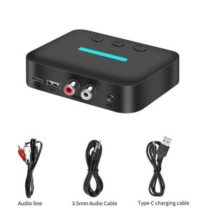 Kebidumei | USB Bluetooth 5.3 Audio Receiver Adapter Wireless Stereo Music 3.5mm AUX R/L RCA Support U-Disk Playback For Desktop Speaker Amp