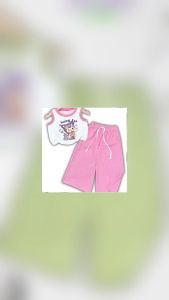 Bộ đồ sát nách quần ống rộng bé gái thun gân hình in kuromi trà sữa cho bé 6kg -30kg.SNQD02.