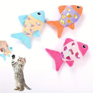 Colorful Pet Cat Toys Fish Crinkle Paper Plush Pet Toys Durable Biting Pet Cat Kicker Toy Teeth Grinding Cat Kitten Catnip Toys