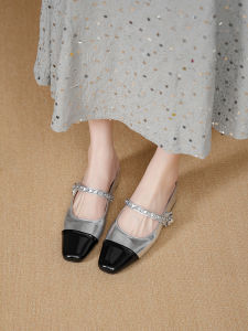 Silver Slip-On Womens Sandals High Top Flat Bottom Glue-Welding Rubber Outsole Comfortable Summer Slippers Korean Style