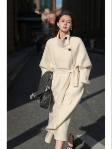 Soft Golden Yak Fleece Australian Wool Reversible Design Double-faced Coat