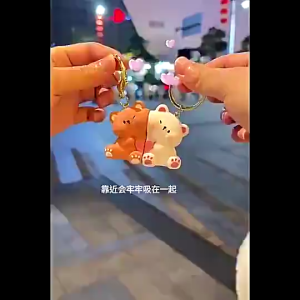 2in1 Couple Magnetic Cute Bear Pendant Keychain Sweet Backpack Magnet Charms Keychain
