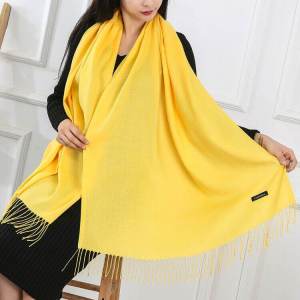 ผ้าพันคอสีเหลืองแบบคลุมศีรษะสำหรับงานเปิดตัวและงานแต่งงาน ผ้าไหมผสมขนสัตว์ ทรงยาว 200 ซม. ทรงสี่เหลี่ยมจัตุรัส ทรงสามเหลี่ยม