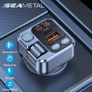 SEAMETAL PD30W Car Fast Charger T16 Mp3 Player Bluetooth 5.1 Hands-Free Lossless Music 12V-24V USB Type-C Quick Charger FM Transmitter