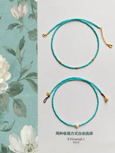 Natural Turquoise Necklace Gold Plated Silver Spacer Chinese Style Pearl Lockbone Chain Womens Fashion Jewelry Accessory