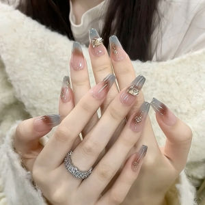 MONLEYTA | 2025 New Cats Eye Nail Tips Wearable False Nails Autumn Winter Long Short Complete Set Finished Product Nail Art Design