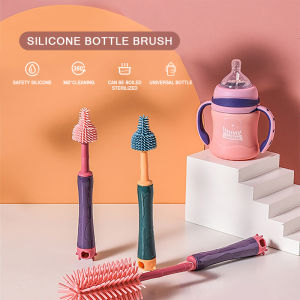 Bobbi 3 in 1 Bottle Brush Silica Gel Brush 360 Degree Rotation Long Handle bottle cleaner brush set baby Baby Bottle Brush Set Food Grade Material BPA Free Baby bottle cleanning set Tumbler Cleaner Brush Cleaning Bottle Brush