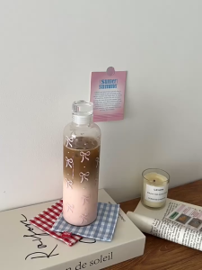 Transparent Plastic Water Cup Cute Ribbon Bow Decor Cup With Lid Straw Milk Coffee Cold Drink Mug Girl Student Office Drink Cup