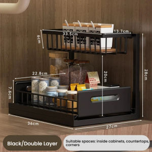 other | Pull Out Under Sink Organizer 2 Tier Multi-Functional Kitchen Cabinet Storage Drawer Basket Spice Bottle Utensil Organizer Rack