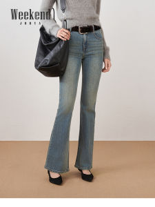 High Waist Vintage Washed Slimming Denim Jeans Womens Micro Flare JORYA Weekend ERW4K02A Cotton Polyester Spandex Blend