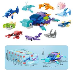 Mini Building Blocks Set (10 Pcs) Tiny DIY Assembly Toys for Kids & Adults Cute Pets Dinosaurs Birds Insects Sea Animals