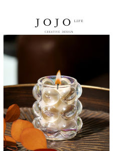 Jojos L. PD Rogge Soy Wax Candle with Wooden Wick Aromatherapy Candle Bubble Cup Fragrance Candle for Home Decoration