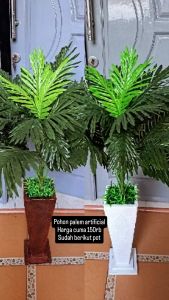 POHON PALSU POHON ARTIFICIAL.POHON PALEM POT KAYU