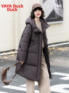 YAYA | Fashion Versatile Hooded Thicker Womens Long Down Jacket
