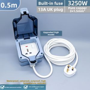 Bathroom Standard UK Plug Outdoor Waterproof Surface Mount Socket Power Box Balcony with Switch Extension Lead Plug Board
