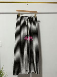 กางเกงขายาวทรงหลวมเอวสูงลายทาง กางเกงขายาวลำลองสำหรับผู้หญิง กางเกงขายาวทรงตรง ทรงหลวม โพลีเอสเตอร์ สไตล์ฤดูใบไม้ร่วง