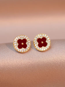 Red Diamante Clove Hoop Earrings 2026 New Style