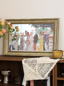 Retro European Luxury Mirror Decorative Painting Lazy Beachscape Atmosphere Wall Art Living Room Entrance Background Decoration