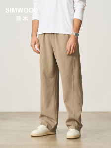 Quần Nỉ Thể Thao SIMWOOD BAGGY Dáng Rộng Thoải Mái 340g Vải Cotton Polyester Dài Vừa Phải Mùa Xuân 2025 Màu Trơn