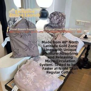 Retro Embroidered Ramie-Like Wrinkle Fabric Cotton Linen Bedding Set