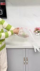 10pairs Disposable PE Household Gloves Extended Kitchen Dishwashing Long Sleeved Gloves 一次性PE家务手套加长款